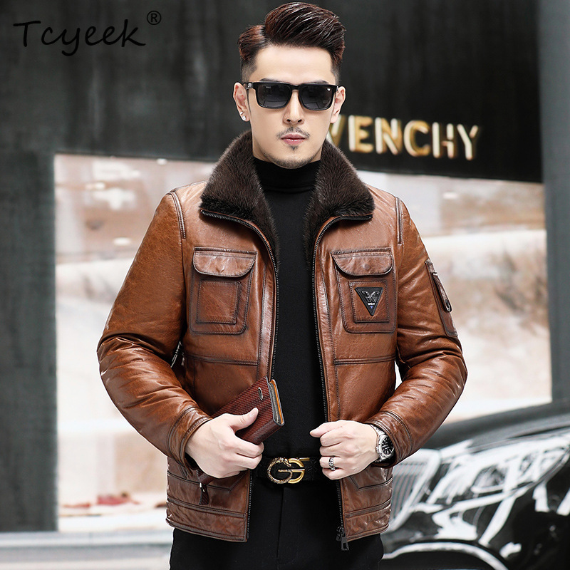 Winter Clothing Layers - Куртка мужская Tcyeek из натуральной овчины